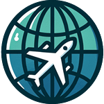 The Places to See Logo - Jet Plane on a globe